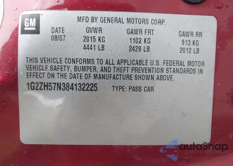 2008 Pontiac G6 Gt from USA, damaged, VIN 1G2ZH57N384132225
